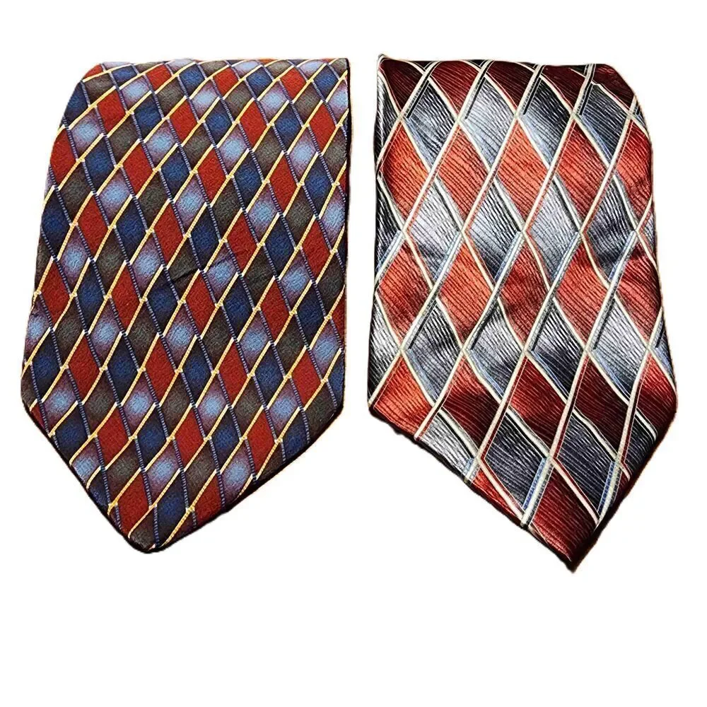 Stafford Multicolor Argyle Pattern Diamond‎ Necktie (Set of Two) 100% Silk
